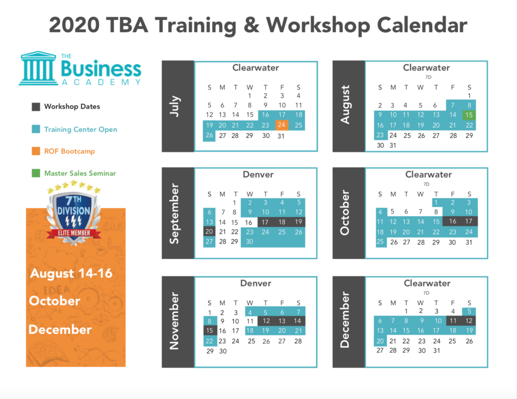 2020 Training and Workshop Agenda